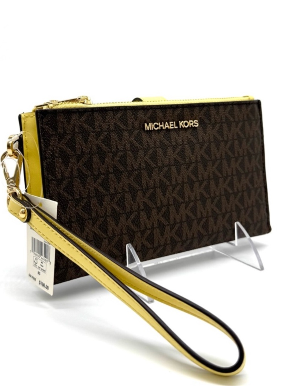 Michael Kors Large Jet Set Travel Logo Double Zip Wallet Buttercup